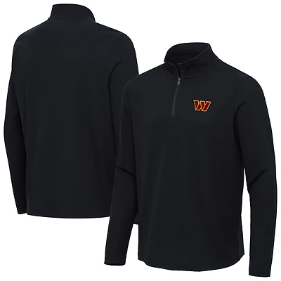 Men's Antigua  Heather Black Washington Commanders Sync Tri-Blend Quarter-Zip Pullover