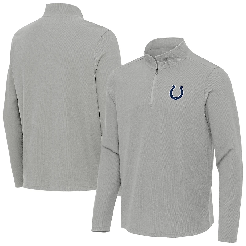 Men's Antigua  Heather Gray Indianapolis Colts Sync Tri-Blend Quarter-Zip Pullover
