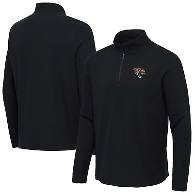 Men's Antigua  Heather Black Jacksonville Jaguars Sync Tri-Blend Quarter-Zip Pullover