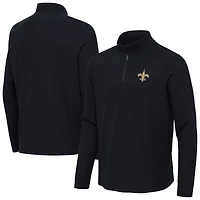 Men's Antigua  Heather Black New Orleans Saints Sync Tri-Blend Quarter-Zip Pullover