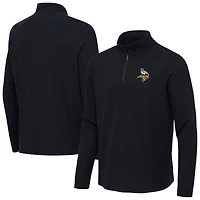 Men's Antigua  Heather Black Minnesota Vikings Sync Tri-Blend Quarter-Zip Pullover