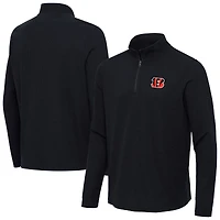 Men's Antigua  Heather Black Cincinnati Bengals Sync Tri-Blend Quarter-Zip Pullover