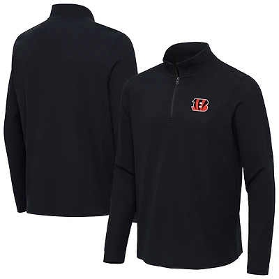 Men's Antigua  Heather Black Cincinnati Bengals Sync Tri-Blend Quarter-Zip Pullover