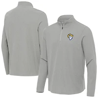Men's Antigua  Heather Gray Los Angeles Rams Sync Tri-Blend Quarter-Zip Pullover
