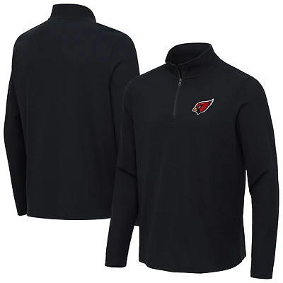 Men's Antigua  Heather Black Arizona Cardinals Sync Tri-Blend Quarter-Zip Pullover