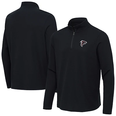 Men's Antigua  Heather Black Atlanta Falcons Sync Tri-Blend Quarter-Zip Pullover