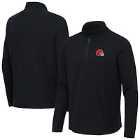 Men's Antigua  Heather Black Cleveland Browns Sync Tri-Blend Quarter-Zip Pullover