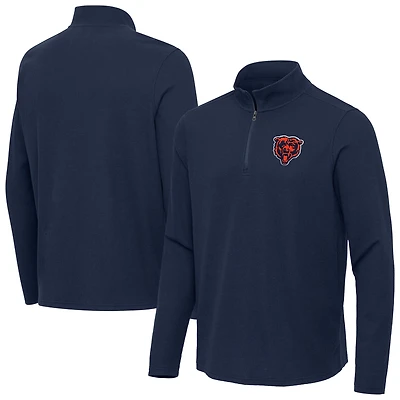 Men's Antigua  Heather Navy Chicago Bears Sync Tri-Blend Quarter-Zip Pullover