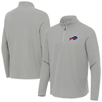 Men's Antigua  Heather Gray Buffalo Bills Sync Tri-Blend Quarter-Zip Pullover