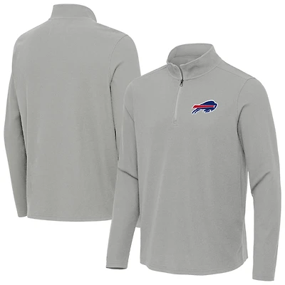 Men's Antigua  Heather Gray Buffalo Bills Sync Tri-Blend Quarter-Zip Pullover