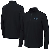 Men's Antigua  Heather Black Carolina Panthers Sync Tri-Blend Quarter-Zip Pullover