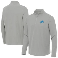 Men's Antigua  Heather Gray Detroit Lions Sync Tri-Blend Quarter-Zip Pullover