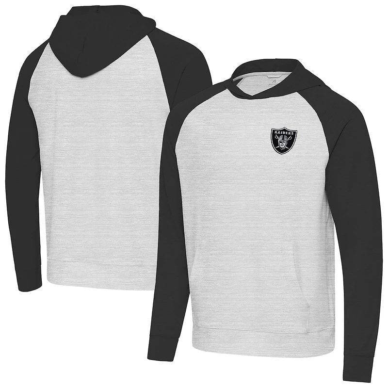 Men's Antigua Black/Heather Gray Las Vegas Raiders Urgent Pullover Hoodie
