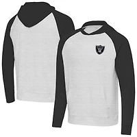 Men's Antigua Black/Heather Gray Las Vegas Raiders Urgent Pullover Hoodie