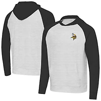 Men's Antigua Black/Heather Gray Minnesota Vikings Urgent Pullover Hoodie