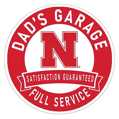 Nebraska Huskers 16" Dad's Garage Wood Sign