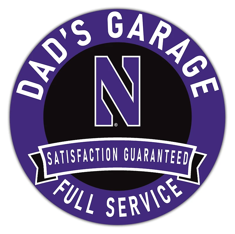 Northwestern Wildcats 16" x 16" Dad's Garage Wood Sign