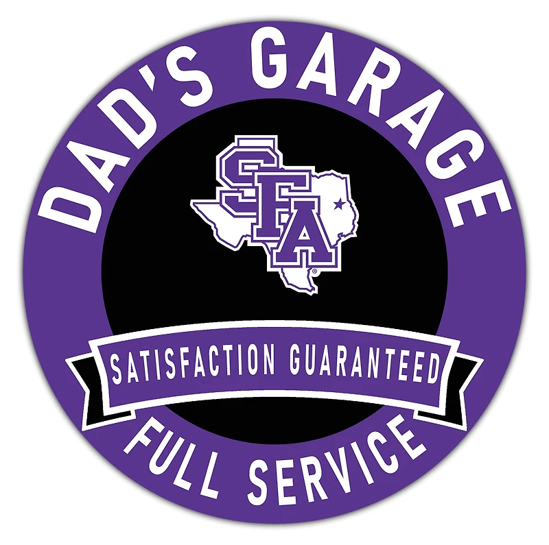Stephen F Austin Lumberjacks 16" x 16" Dad's Garage Wood Sign