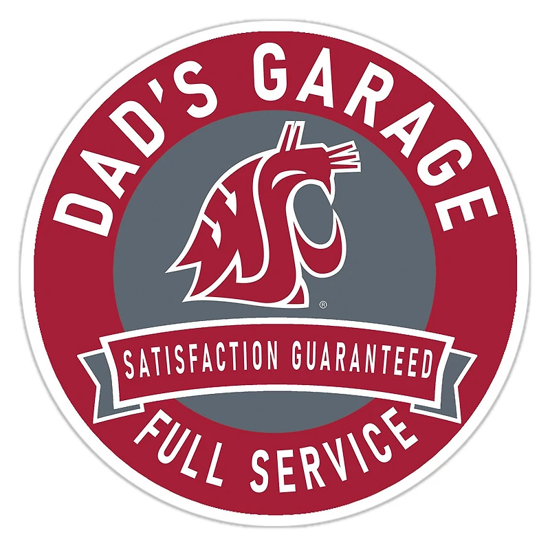 Washington State Cougars 16" Dad's Garage Wood Sign