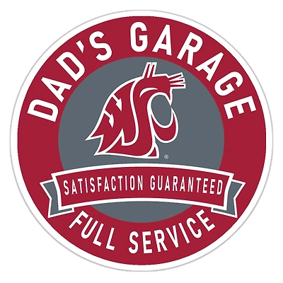Washington State Cougars 16" Dad's Garage Wood Sign