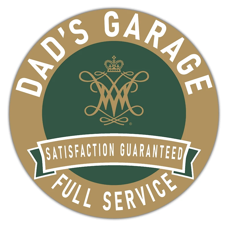 William & Mary Tribe 16" x 16" Dad's Garage Wood Sign