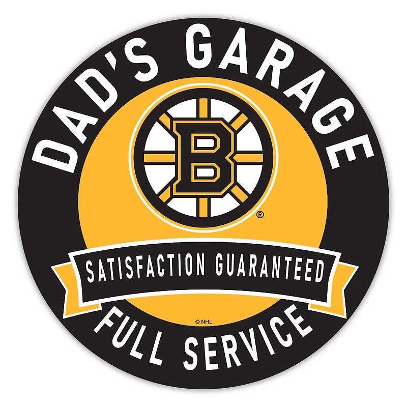 Boston Bruins 16" Dad's Garage Wood Sign