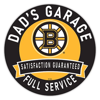 Boston Bruins 16" Dad's Garage Wood Sign