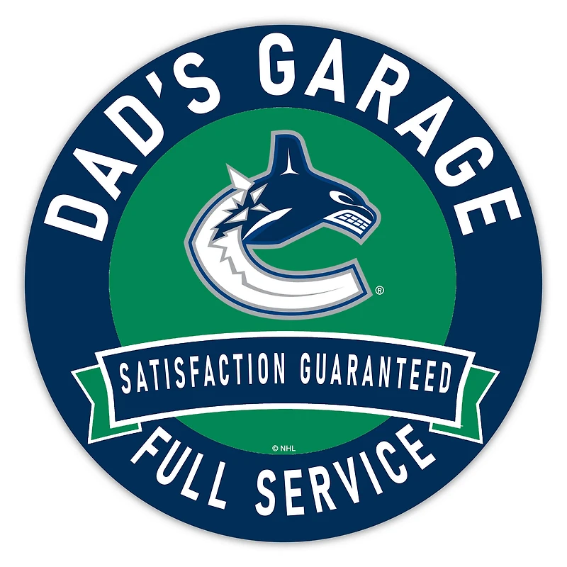 Vancouver Canucks 16" Dad's Garage Wood Sign