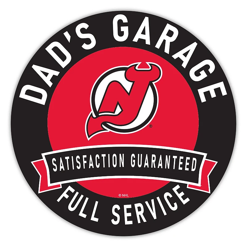 New Jersey Devils 16" Dad's Garage Wood Sign