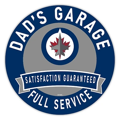 Winnipeg Jets 16" Dad's Garage Wood Sign