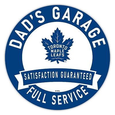 Toronto Maple Leafs 16" Dad's Garage Wood Sign