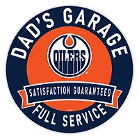 Edmonton Oilers 16" Dad's Garage Wood Sign