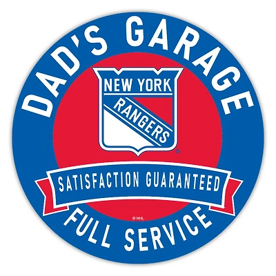 New York Rangers 16" Dad's Garage Wood Sign
