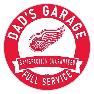 Detroit Red Wings 16" Dad's Garage Wood Sign