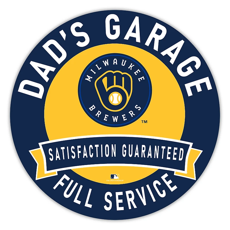 Milwaukee Brewers 16" Dad's Garage Wood Sign