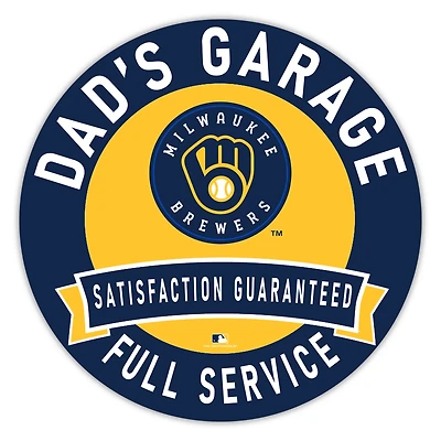 Milwaukee Brewers 16" Dad's Garage Wood Sign