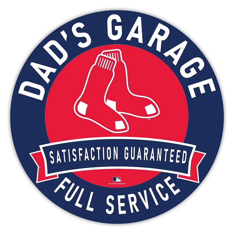 Boston Red Sox 16" Dad's Garage Wood Sign