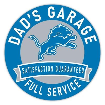 Detroit Lions 16" Dad's Garage Wood Sign