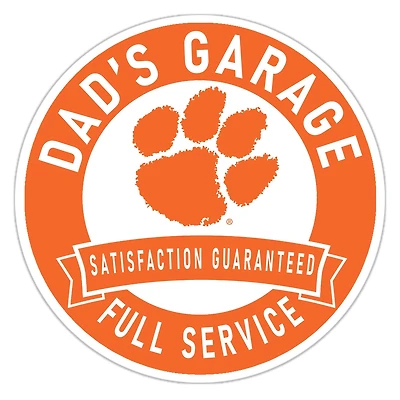Clemson Tigers 16" Dad's Garage Wood Sign