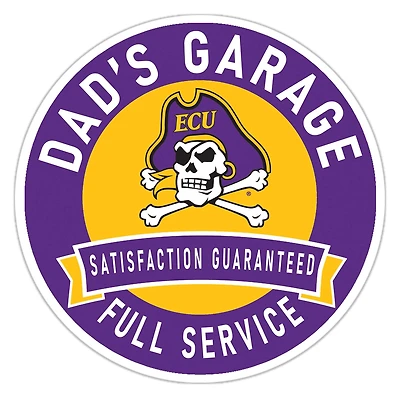 ECU Pirates 16" Dad's Garage Wood Sign