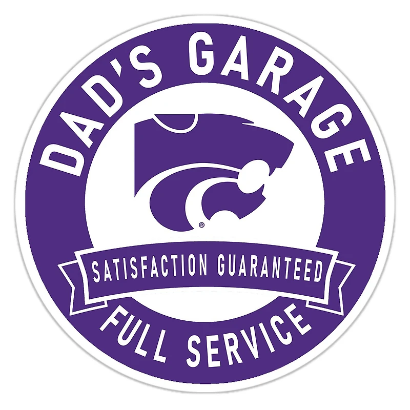 Kansas State Wildcats 16" Dad's Garage Wood Sign