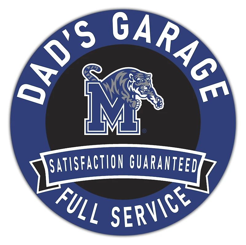 Memphis Tigers 16" x 16" Dad's Garage Wood Sign