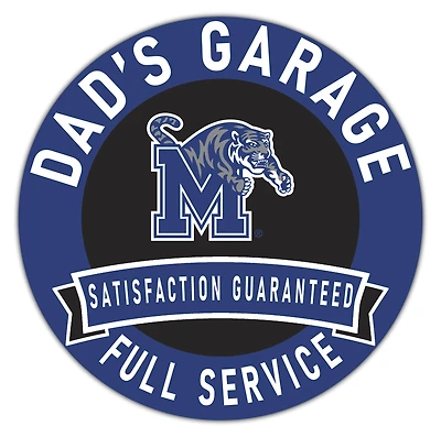 Memphis Tigers 16" x 16" Dad's Garage Wood Sign