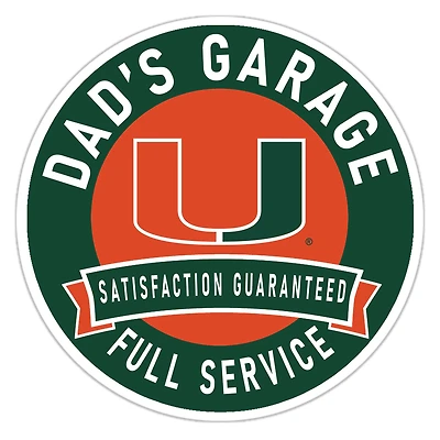 Miami Hurricanes 16" Dad's Garage Wood Sign