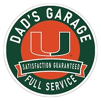 Miami Hurricanes 16" Dad's Garage Wood Sign