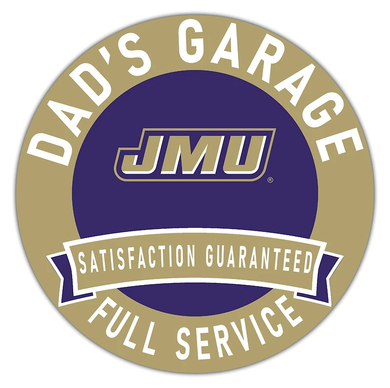 James Madison Dukes 16" x 16" Dad's Garage Wood Sign