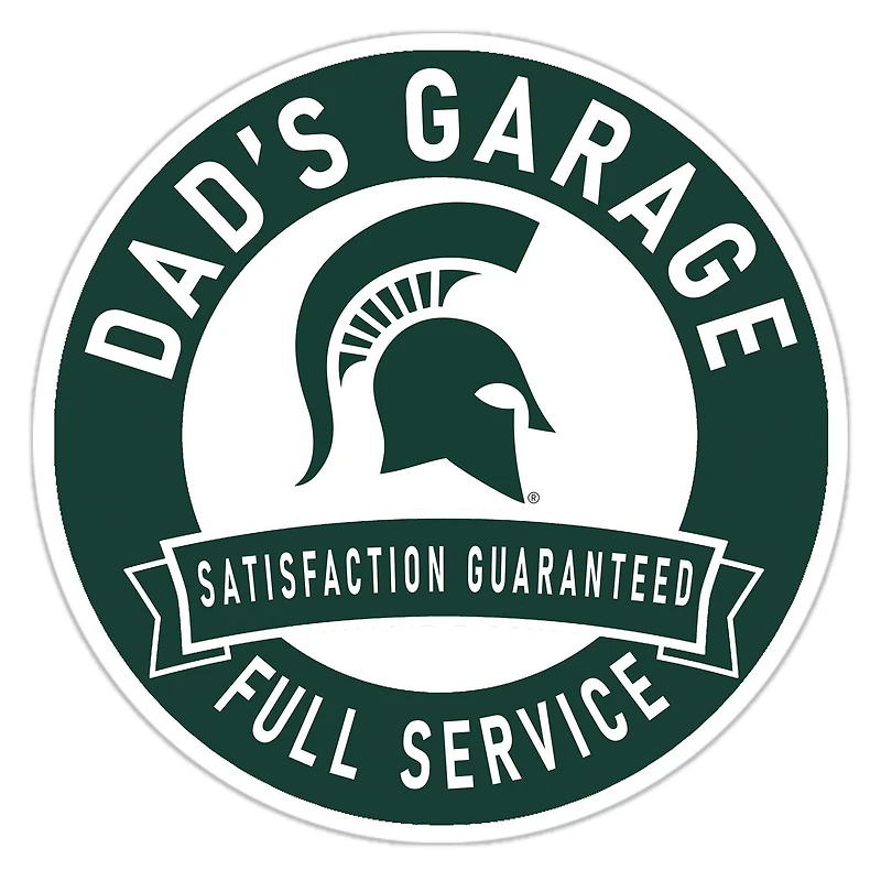 Michigan State Spartans 16" Dad's Garage Wood Sign