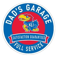 Kansas Jayhawks 16" Dad's Garage Wood Sign