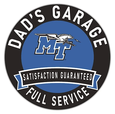 MTSU Blue Raiders 16" x 16" Dad's Garage Wood Sign