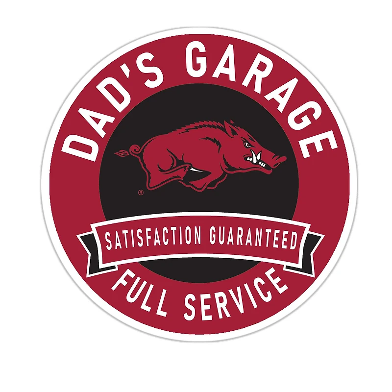 Arkansas Razorbacks 16" Dad's Garage Wood Sign